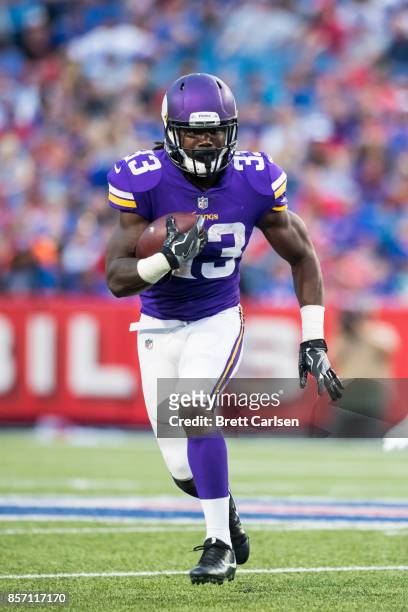 Dalvin Cook of the Minnesota Vikings carries the ball during the first half against the Buffalo Bills on August 10, 2017 at New Era Field in Orchard...