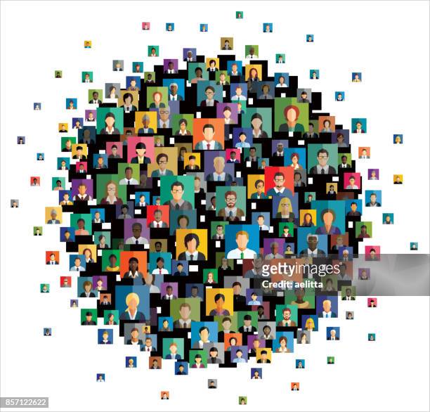 vector illustration of an abstract scheme, which contains people icons - diversity concepts stock illustrations