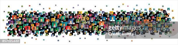 vector illustration of an abstract scheme, which contains people icons - customer relationship icon stock illustrations