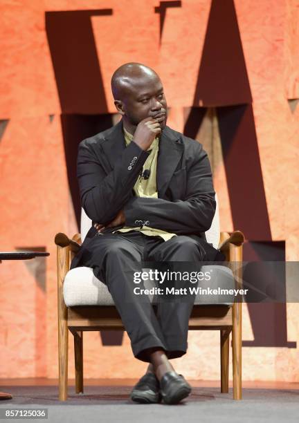 Founder and Principal, Adjaye Associates David Adjaye speaks onstage during Vanity Fair New Establishment Summit at Wallis Annenberg Center for the...