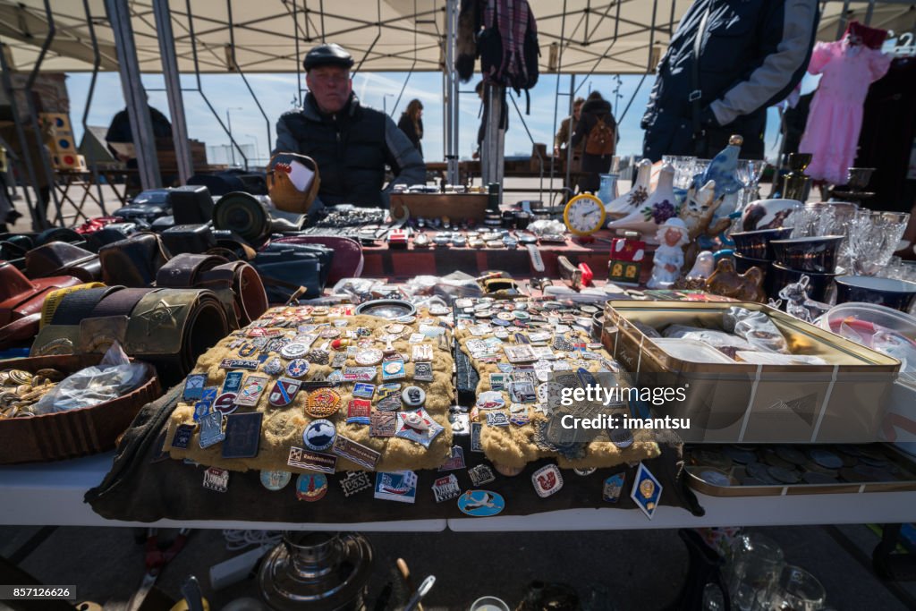 Flea market on the Spikeri district of Riga