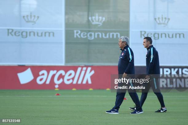 Head coach of Turkish National Football Team, Mircea Lucescu leads a training session ahead of the FIFA World Cup European Qualification Group I...