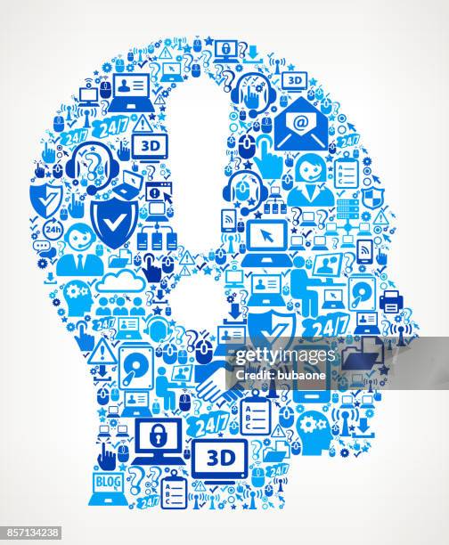 attention head tech support vector icon pattern - shielding face stock illustrations