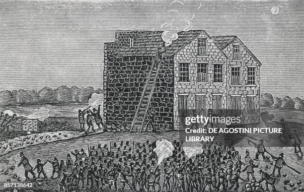 Pro-slavery mob murdering Reverend Elijah Parish Lovejoy, November 7 Alton, Illinois, engraving, United States of America, 19th century.