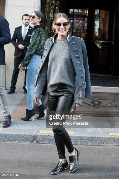 Olivia Palermo is seen on October 3, 2017 in Paris, France.