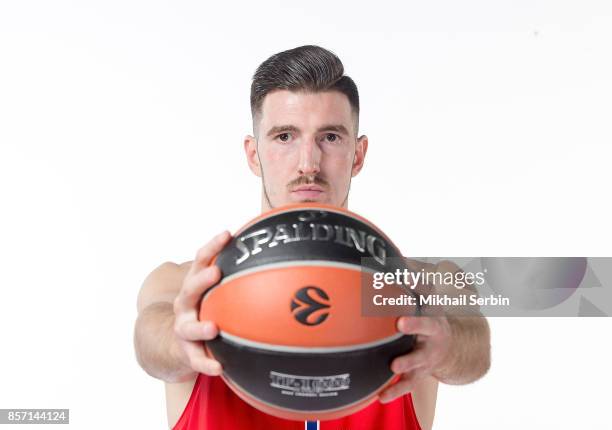 Nando de Colo, #1 poses during CSKA Moscow 2017/2018 Turkish Airlines EuroLeague Media Day at Megasport Arena on September 30, 2017 in Moscow, Russia.