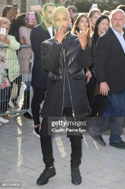 Jaden Smith arrives at the Louis Vuitton show as part of the Paris Fashion Week Womenswear Spring/Summer 2018 on October 3, 2017 in Paris, France.