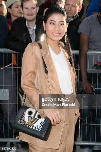 Princess of Thailand Siriwanwaree Nareerat attends the 'Louis Vuitton' fashion show at Louvre Pyramid on October 3, 2017 in Paris, France.