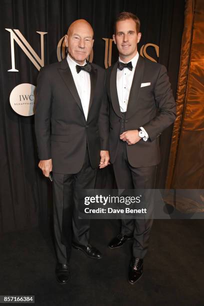 Sir Patrick Stewart and Christoph Grainger-Herr, CEO of IWC Schaffhausen, attend the BFI and IWC Luminous Gala at The Guildhall on October 3, 2017 in...