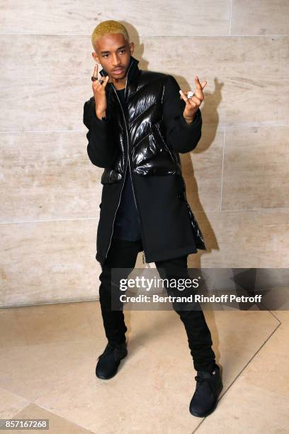 Jaden Smith attends the Louis Vuitton show as part of the Paris Fashion Week Womenswear Spring/Summer 2018 on October 3, 2017 in Paris, France.