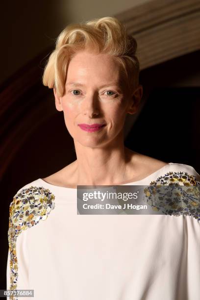 Tilda Swinton attends the BFI Luminous Fundraising Gala at The Guildhall on October 3, 2017 in London, England.