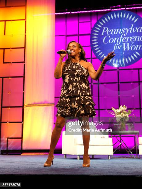 Singer-songwriter and producer Kathy Sledge performs during Pennsylvania Conference For Women 2017 at Pennsylvania Convention Center on October 3,...