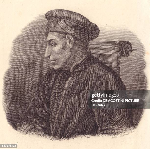 Portrait of Cosimo di Giovanni de' Medici, also known as the Elder or Pater patriae , copper engraving by G Bassatti from a painting by Pontormo,...