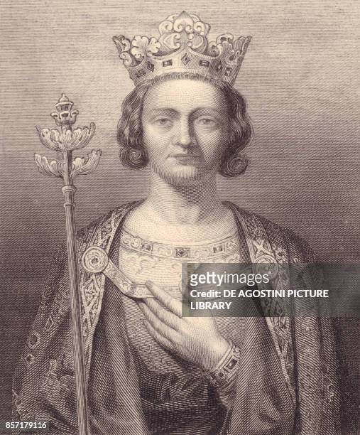 Portrait of King Philip V of France, the Tall , engraving, 9x7 cm, from Galerie Historique de Versailles, Histoire de France, Charles Gavard...
