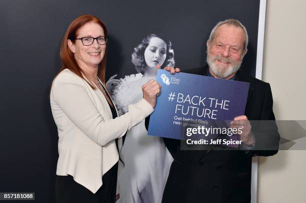 Screenwriter and director Terry Gilliam and his wife Maggie Weston attend the BFI Luminous Fundraising Gala at The Guildhall on October 3, 2017 in...