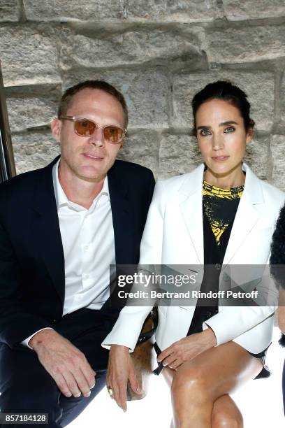Jennifer Connelly and her husband Paul Bettany attend the Louis Vuitton show as part of the Paris Fashion Week Womenswear Spring/Summer 2018 on...