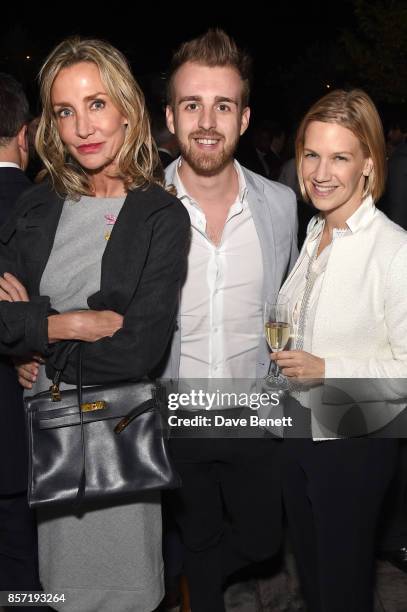 Marie Moatti, Christopher WIlson and Kalina Boyadjiew attend The Dragon Group's sixth anniversary celebrations on October 3, 2017 in London, England.