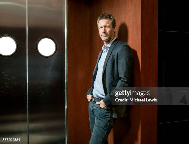 Actor Aaron Eckhart photographed for New York Observer on June 15 in Los Angeles, California.