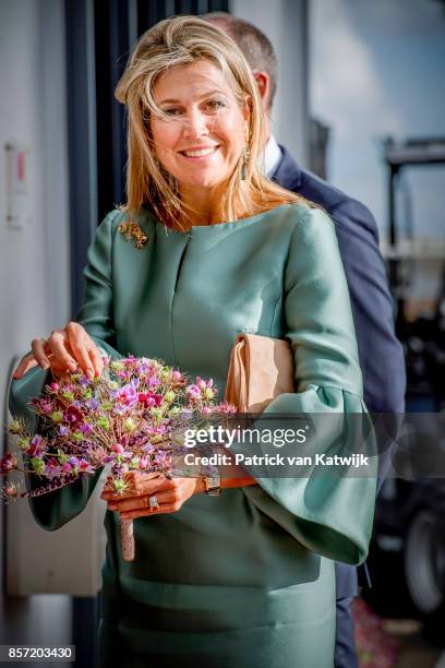 Queen Maxima of The Netherlands attends the King Willem I lecture at Koppert Cress on October 3, 2017 in Westland, Netherlands. Queen Maxima is...