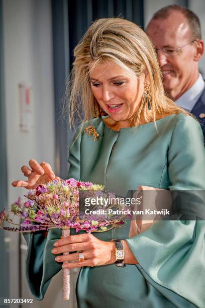 Queen Maxima of The Netherlands attends the King Willem I lecture at Koppert Cress on October 3, 2017 in Westland, Netherlands. Queen Maxima is...