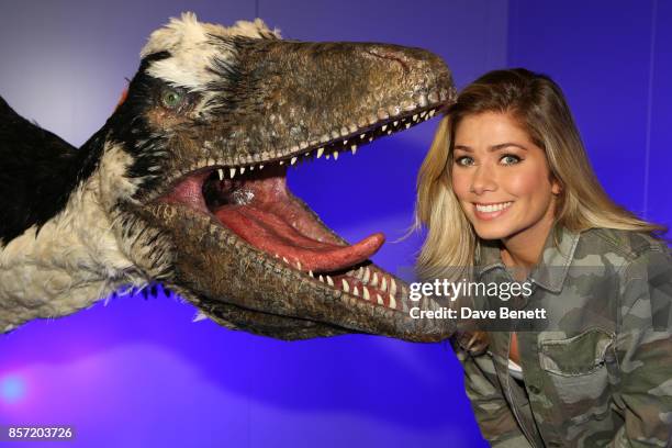 Nikki Sanderson attends the launch of 'Dinosaurs in the Wild' at Event City on October 3, 2017 in Manchester, England.