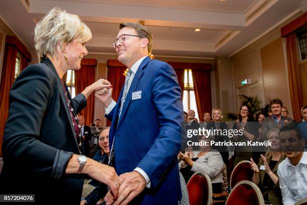 Prince Constantijn of The Netherlands and Prinsess Laurentien of The Netherlands during the award ceremony of the most influential player in the...