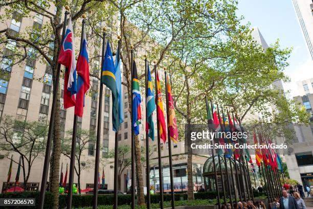 Flags of many countries in a line at Rockefeller Center in Manhattan, New York City, New York, September 15, 2017.