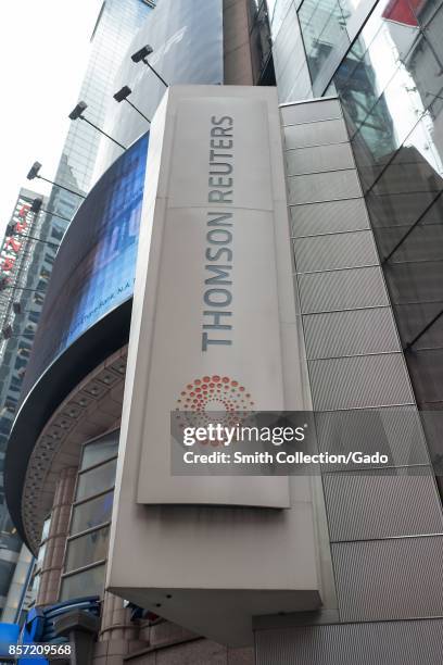 Sign for media company Thomson Reuters at Times Square in Manhattan, New York City, New York, September 15, 2017.