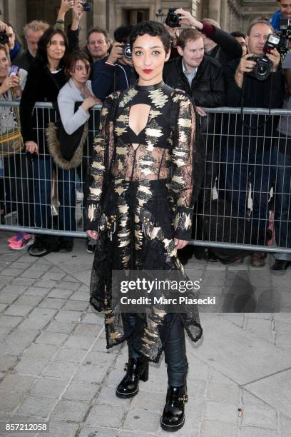 Ruth Negga attends the 'Louis Vuitton' fashion show at Louvre Pyramid on October 3, 2017 in Paris, France.