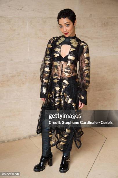 Ruth Negga attends the Louis Vuitton show as part of the Paris Fashion Week Womenswear Spring/Summer 2018 at Musee du Louvre on October 3, 2017 in...