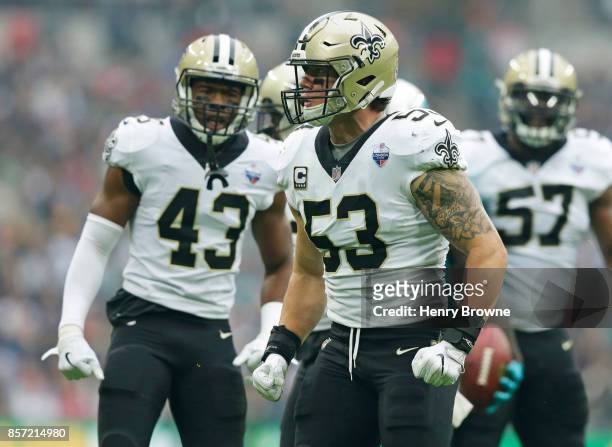 Klein of the New Orleans Saints during the NFL game between the Miami Dolphins and the New Orleans Saints at Wembley Stadium on October 1, 2017 in...