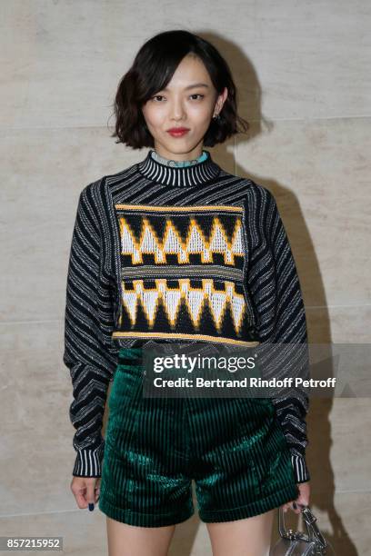 Model Rila Fukushima attends the Louis Vuitton show as part of the Paris Fashion Week Womenswear Spring/Summer 2018 on October 3, 2017 in Paris,...