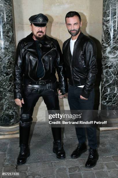 Peter Marino and stylist Nicolas Ghesquiere pose after the Louis Vuitton show as part of the Paris Fashion Week Womenswear Spring/Summer 2018 on...