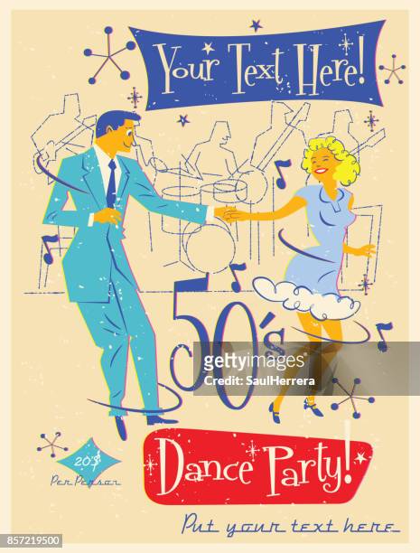 illustrazioni stock, clip art, cartoni animati e icone di tendenza di festa da ballo degli anni '50 - swing dance