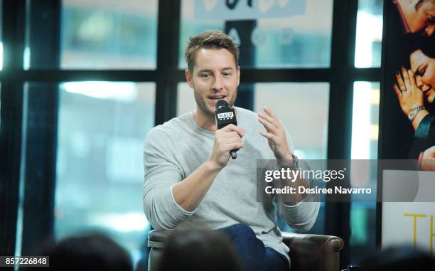 Actor Justin Hartley attends Build to discuss the show 'This Is Us' at Build Studio on October 3, 2017 in New York City.