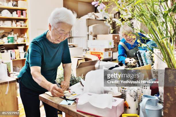 Seniors of small flower shop