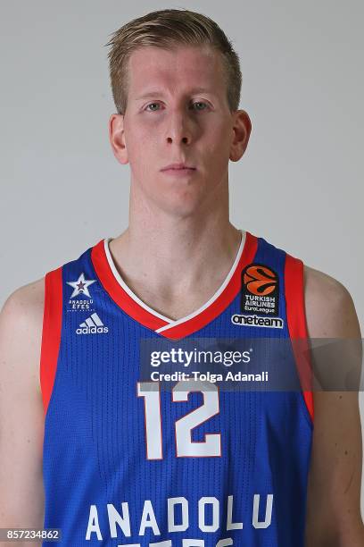 Brock Motum, #12 poses during Anadolu Efes Istanbul 2017/2018 Turkish Airlines EuroLeague Media Day at Sinan Erdem Dome on October 1, 2017 in...