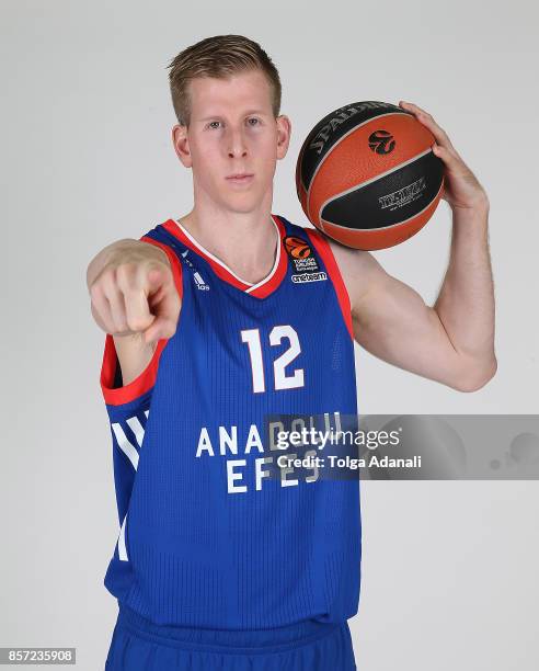 Brock Motum, #12 poses during Anadolu Efes Istanbul 2017/2018 Turkish Airlines EuroLeague Media Day at Sinan Erdem Dome on October 1, 2017 in...