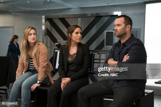 Back to the Grind" Episode 301 -- Pictured: Ashley Johnson as Patterson, Audrey Esparza as Tasha Zapata, Sullivan Stapleton as Kurt Weller --