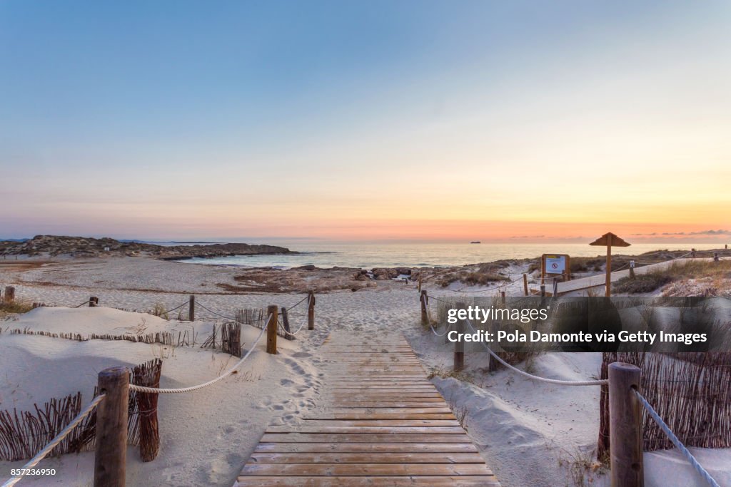 Es Pujols beach in Formentera at dawn Balearic Islands, Spain