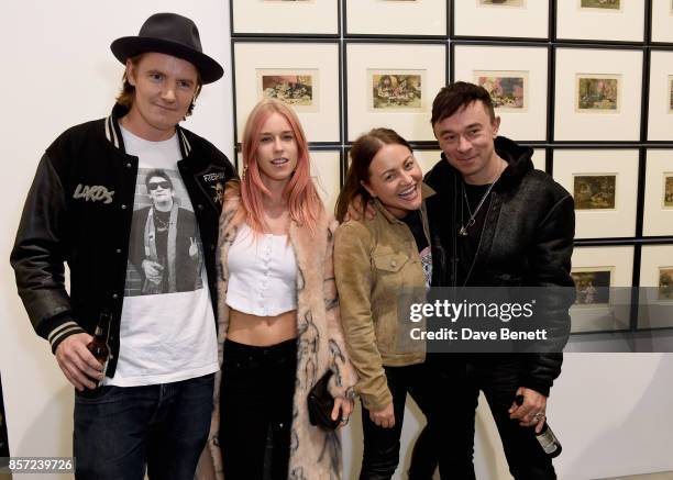 James Suckling, Lady Mary Chateris, Jaime Winstone and Robbie Furze attend the private view of "The Disasters of Everyday Life" by Jake & Dinos...