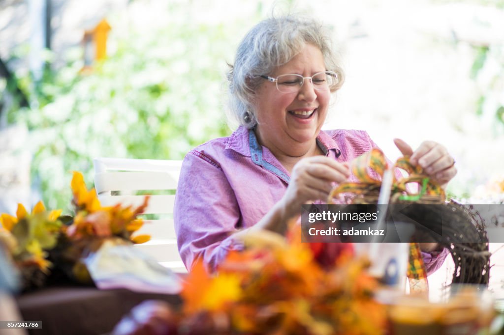 Senior women crafting