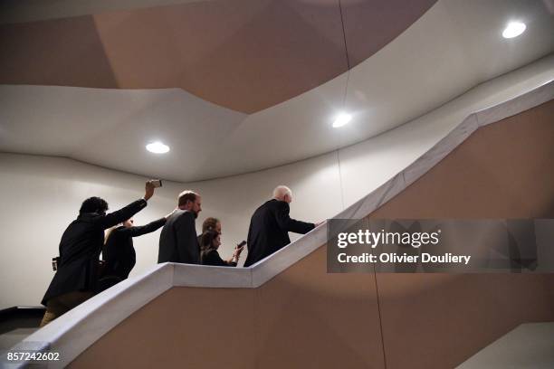 Sen. John Cornyn talks to reporters after he leaves a closed briefing of the Senate Intelligence Committee on October 3, 2017 in Washington, DC.