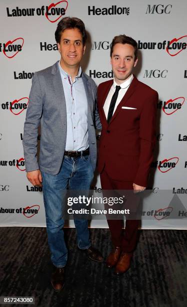 Ed Miliband and James Graham attend the press night after party for "Labour Of Love" at The National Cafe on October 3, 2017 in London, England.