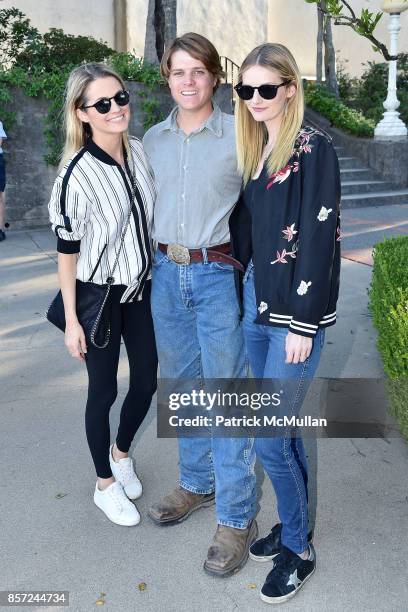 Amanda Hearst, Brennan Balson and Lydia Hearst attend Hearst Castle Preservation Foundation Associate Trustees' Tour at Hearst Castle on September...