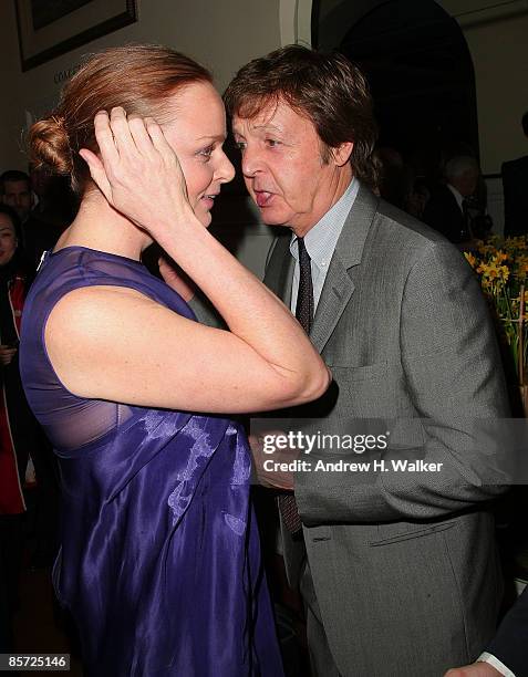 Fashion designer Stella McCartney and musician Paul McCartney talk at the Natural Resources Defense Council's 11th Annual `Forces For Nature' Benefit...