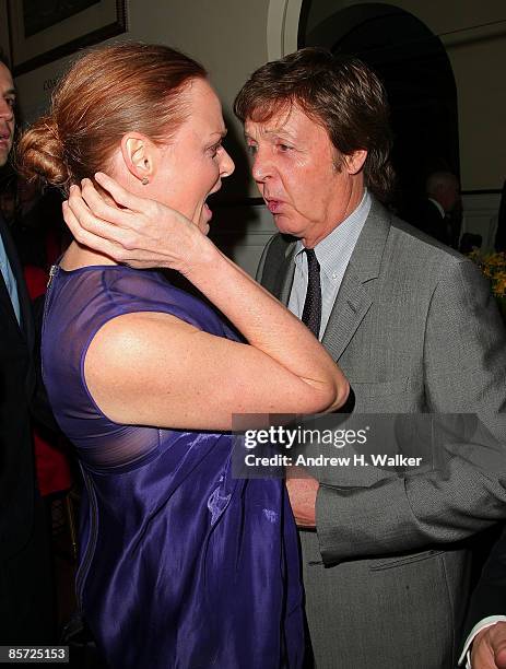 Fashion designer Stella McCartney and musician Paul McCartney talk at the Natural Resources Defense Council's 11th Annual `Forces For Nature' Benefit...