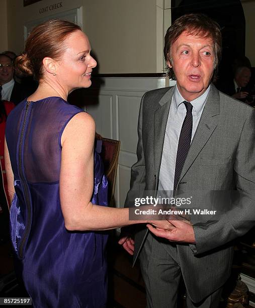 Fashion designer Stella McCartney and musician Paul McCartney talk at the Natural Resources Defense Council's 11th Annual `Forces For Nature' Benefit...