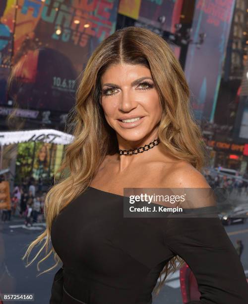 Television personality Teresa Giudice visits "Extra" at H&M Times Square on October 3, 2017 in New York City.