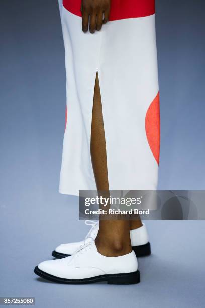 Model walks the runway during the Agnes B show as part of Paris Fashion Week Womenswear Spring/Summer 2018 on October 3, 2017 in Paris, France.